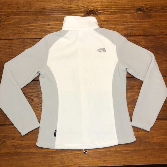 North Face Women's Fleece Jacket - Full Zip, White & Gray - Picture 9 of 11